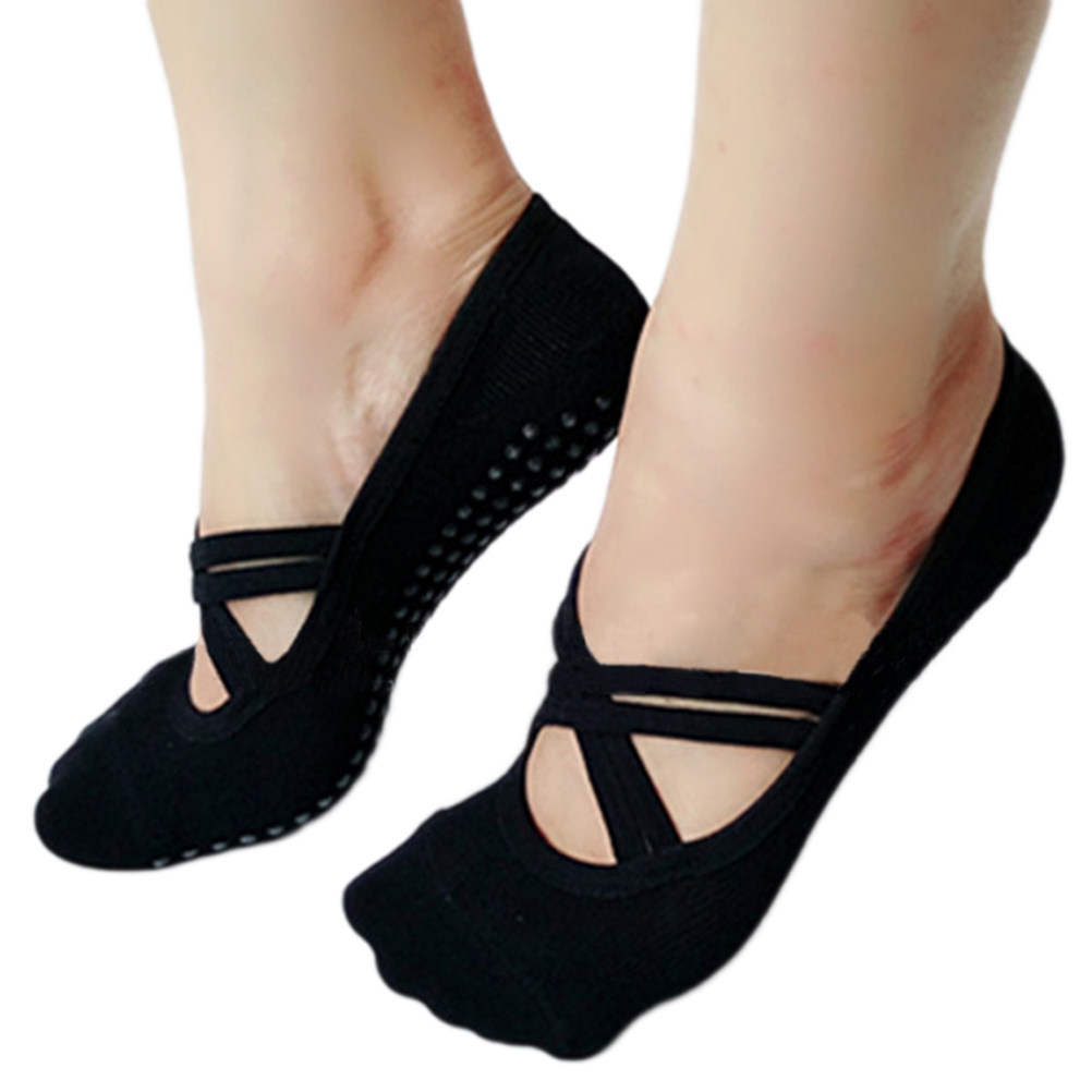 Grip Sock Yoga - Skarpety do jogi damskie czarne antypoślizgowe