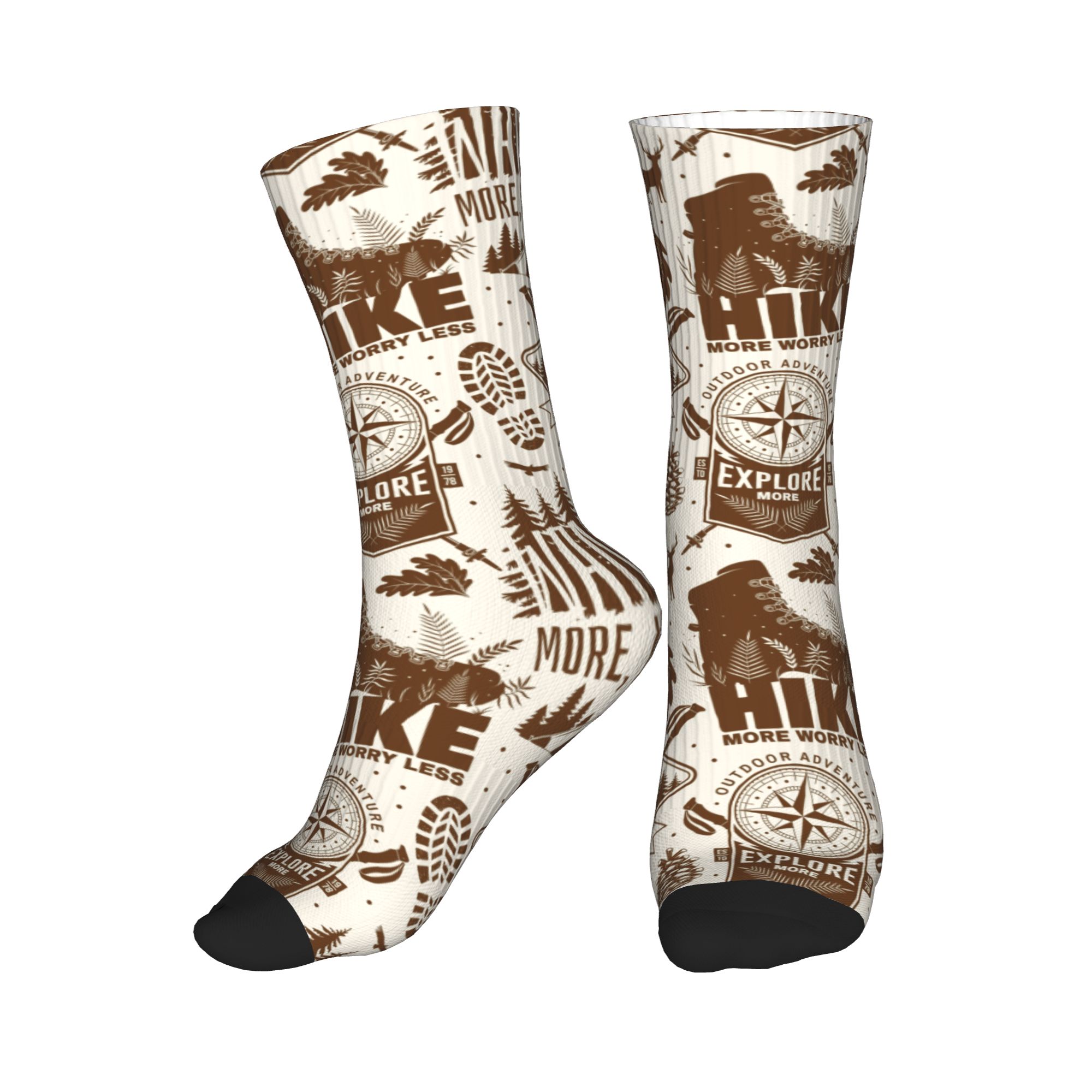 Dress Sock Men - Stylowe męskie brązowe buty trekkingowe w